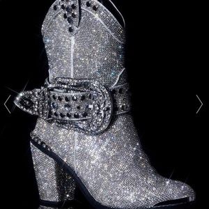 Rhinestone cowboy boots with buckles